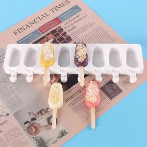 8-cavity silicone popsicle mold with colorful homemade ice cream samples for DIY