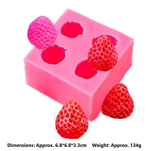 Moule en silicone rose à 4 fraises pour fondant au chocolat et bougies d'aromathérapie