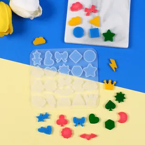Detailed view of DIY silicone mold for mini geometric earrings and jewelry pendants