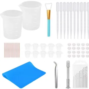 DIY Epoxy Resin Crystal Glue Mixing Tool Kit With Silicone Measuring Cups Mat Stir Sticks Droppers For Handmade Craft Making