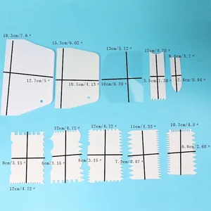 Especificaciones de tamaño para juego de 10 espátulas de plástico para tartas, cm/pulg