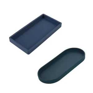 Silicone Storage Tray Jewelry Organizer Bathroom Soap Holder Non-slip Waterproof Countertop Decorative Tray For Home Makeup Vanity