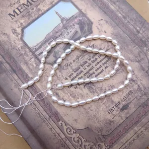 Natural white freshwater rice pearl strand for elegant DIY jewelry and necklace making