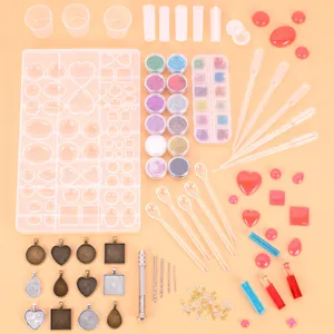 Silicone Molds Alloy Pendant Trays Glitter Hand Drill DIY Crystal Resin Jewelry Making Starter Kit For Handmade Craft