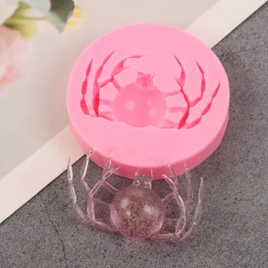 Spider shaped pink silicone mold for DIY Halloween cake decoration and resin crafts