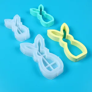Various sizes of Easter bunny shaped silicone molds for DIY decorative candle holder making