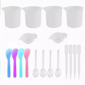 Complete 18pcs epoxy resin mixing tool kit including silicone cups, spatulas and pipettes
