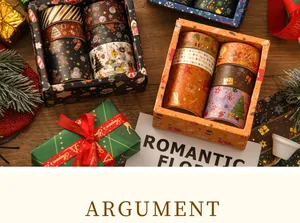 Detailaufnahme von 6-Rollen Weihnachts-Washi-Tape-Sets mit festlichen Mustern