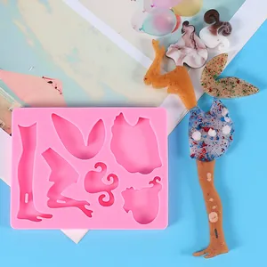 Detail of flower fairy silicone mold for DIY resin plaster crafts and cake decor