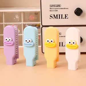 Portable cartoon foldable mini hair massage combs featuring a cute smiling face design