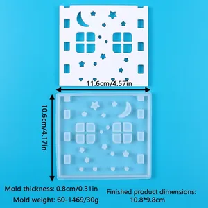 Detailed dimensions of the house candle holder silicone mold and the finished piece