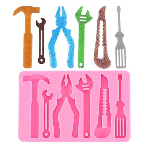 Moule en silicone sur le thème des outils pour décoration de gâteaux et résine DIY