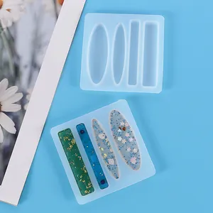 Moule en silicone pour barrettes en résine DIY avec formes ovales et rectangulaires
