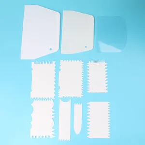 Juego de Raspadores de Plástico para Pasteles Raspadores de Crema DIY Borde Dentado Alisadores de Masa Herramientas de Decoración de Repostería Suministros de Cocina