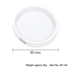 Round silicone coaster mold for DIY resin crafts, 85mm diameter, translucent finish