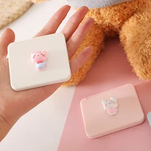 Cute portable cartoon folding mini makeup mirror with 3D animal decoration for travel