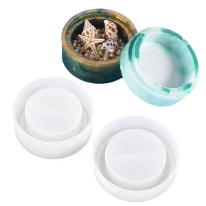 DIY round silicone resin molds for creating personalized jewelry storage boxes set