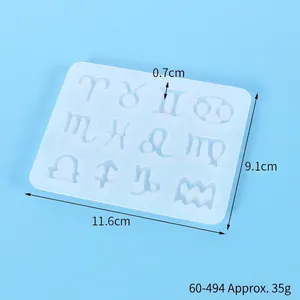 Vista dettagliata stampo in silicone 12 zodiac con dimensioni 11,6x9,1cm per resina DIY