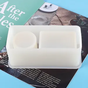 Close-up of DIY crystal epoxy silicone mold for pen holder and storage box
