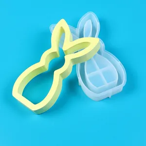 Detailed view of the Easter rabbit silicone mold for DIY candle holder and ornament making