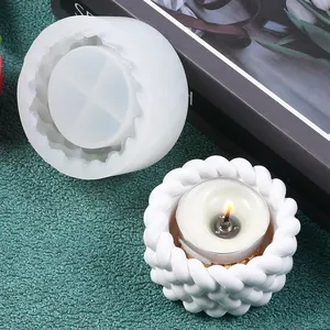 Close-up of woven texture silicone mold for DIY succulent pots and candle holders