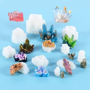 DIY Crystal Cluster Silicone Mold For Resin Casting Stone Pillar Rockery Shape Liquid Soft Mold Jewelry Making Home Decoration