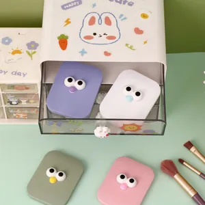 Set of portable cute cartoon handheld mirrors in pastel colors with unique 3D eye design