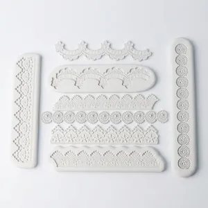 Stampo per Fondente con Bordo in Pizzo di Silicone Motivo a Onde e Fiori Strumento per Decorazione Torte per Cottura Fai-da-te Cioccolato Pasta di Gomma Arte dello Zucchero