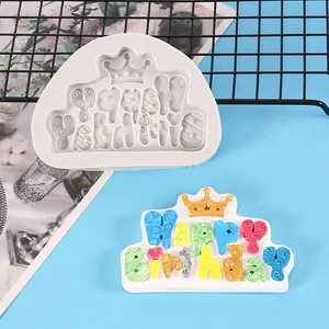 Siliconen mal met Happy Birthday en kroon voor creatieve taartdecoratie projecten