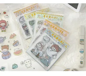 Lot de stickers en PET avec personnages de dessins animés pour décoration de journaux