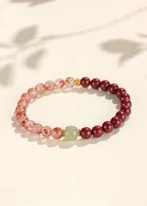 Elegant New Chinese style bracelet featuring red cinnabar, agate, and jade beads.