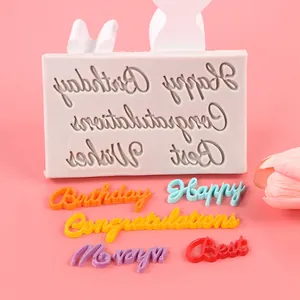 Siliconen mal voor taartdecoratie met tekst Happy Birthday en Gefeliciteerd