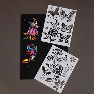 PET Hollow Out Painting Stencils Butterfly Flower Leaf Patterns For DIY Drawing Scrapbooking Art Craft Decoration