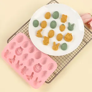 Ostern Hase Ei Silikonform DIY Handgemachte Schokolade Süßigkeiten Keks Backform Hase Ei Korb Form Fondue Form Rosa