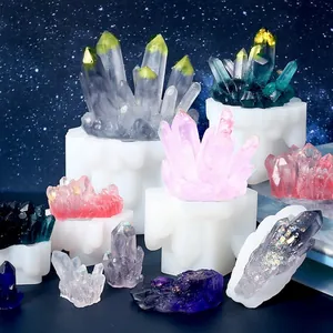Various DIY crystal cluster silicone molds for resin casting and decorative craft ornaments