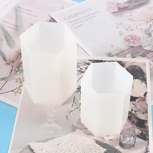 Close-up detail of hexagonal silicone molds for DIY crystal epoxy resin and candle making