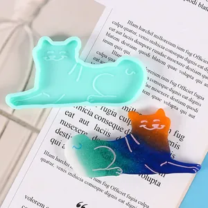 Detail of cat-shaped silicone mold with finished gradient resin cat piece