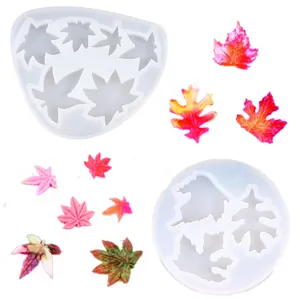 Molde de Silicona de Resina Epoxi DIY Forma Hoja de Arce Superficie de Espejo Herramienta de Artesanía Hecha a Mano para Decoración