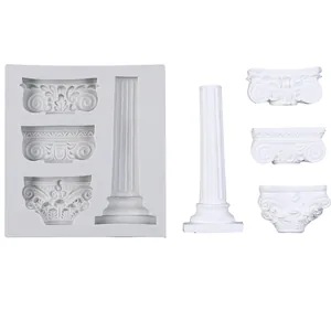 Molde de silicona para pilares romanos europeos y decoración arquitectónica de pasteles