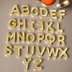 Collection of 26 gold balloon letter pendants A-Z for personalized jewelry making