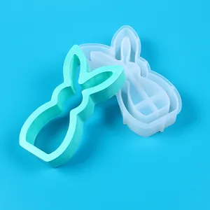 Professional teal and translucent rabbit-shaped silicone molds for DIY candle holders