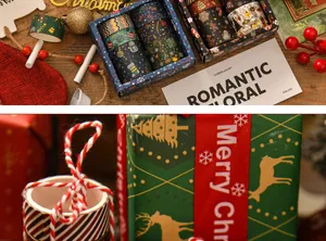 Detailansicht von Weihnachts-Washi-Tape-Set mit Rentier- und Feiertagsmustern