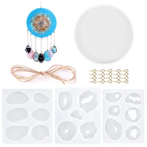 Moules Suspendus en Époxy Cristal Miroir DIY Planète Kit de Moule en Silicone Décoration Murale Ciel Étoilé pour Bricolage de Pendentifs