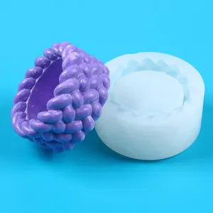 Close-up detail of purple woven texture storage box next to its white silicone DIY mold.