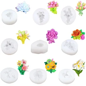 Flower Silicone Mold For Aromatherapy Plaster Car Air Vent Fragrance Stone Hydrangea Hibiscus Frangipani DIY Cake Decorating Baking Mold