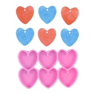Stampo in silicone a forma di cuore con 6 cavità e ciondoli in resina per gioielli fai da te