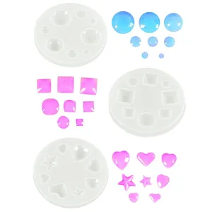 Stampo in Silicone per Resina Epossidica Cristallo Fai-da-te Tondo Geometrico a Forma di Cuore Stella Superficie a Specchio Strumenti Gioielli