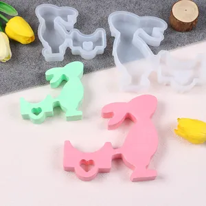Easter bunny candle holder silicone molds and finished resin casts