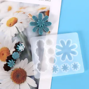 Moule en silicone transparent pour barrettes en résine fleur avec exemples finis