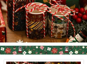 Details von 6 Rollen Weihnachts-Washi-Tape-Set mit festlichen Cartoon-Mustern für DIY-Basteln
